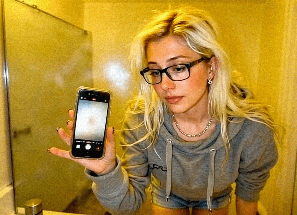 Emma-Jane MacKinnon-Lee taking a selfie with an iphone 6